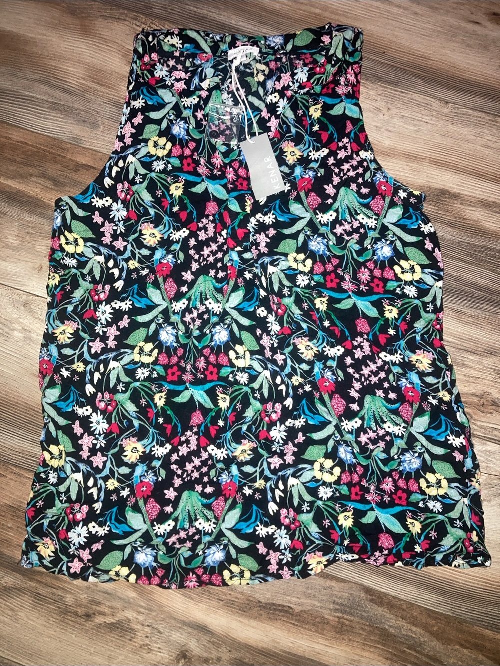 Kenar Black Floral Sleeveless Top Women’s Size M NWT